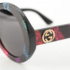 Gucci Interlocking Round Lame Sunglasses Eyewear Black Rainbow