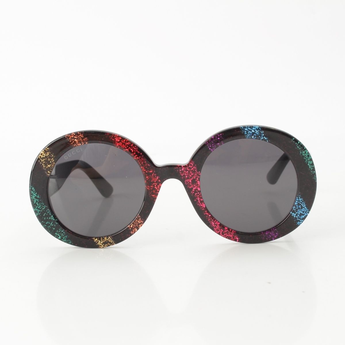 Gucci Interlocking Round Lame Sunglasses Eyewear Black Rainbow