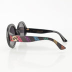 Gucci Interlocking Round Lame Sunglasses Eyewear Black Rainbow