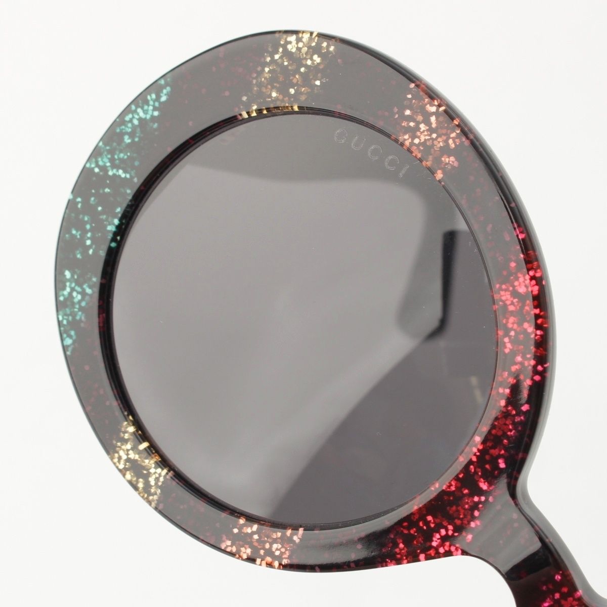 Gucci Interlocking Round Lame Sunglasses Eyewear Black Rainbow