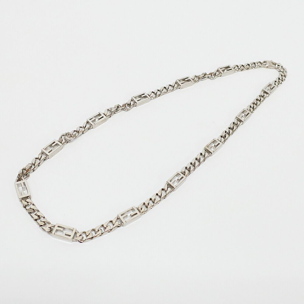Fendi Ten Necklace Bucket FF Logo Link Chain Silver — view 2