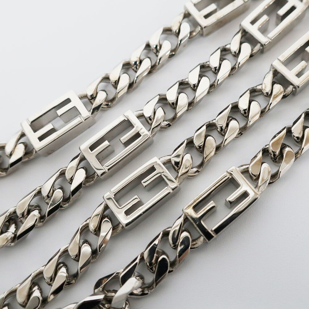 Fendi Ten Necklace Bucket FF Logo Link Chain Silver — view 6