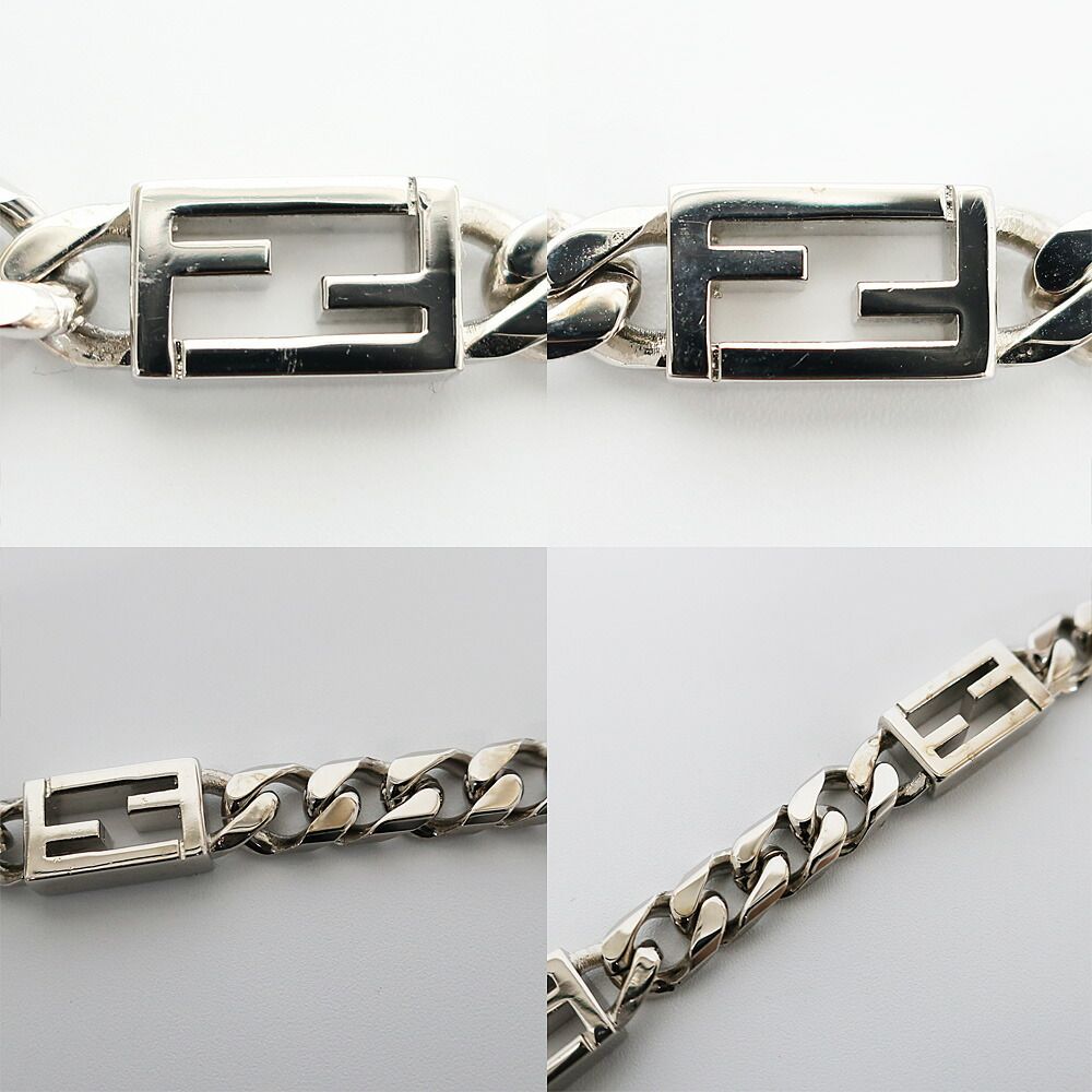 Fendi Ten Necklace Bucket FF Logo Link Chain Silver — view 8