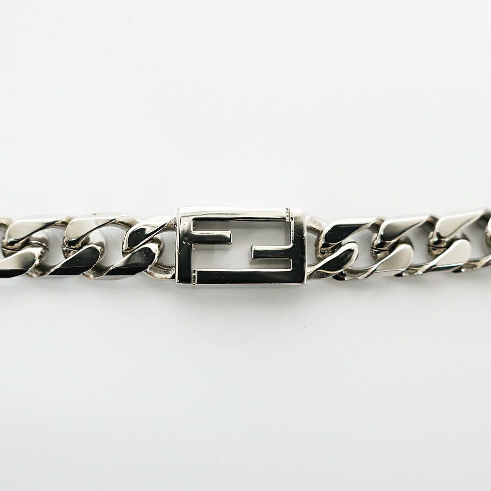 Fendi Ten Necklace Bucket FF Logo Link Chain Silver — view 4