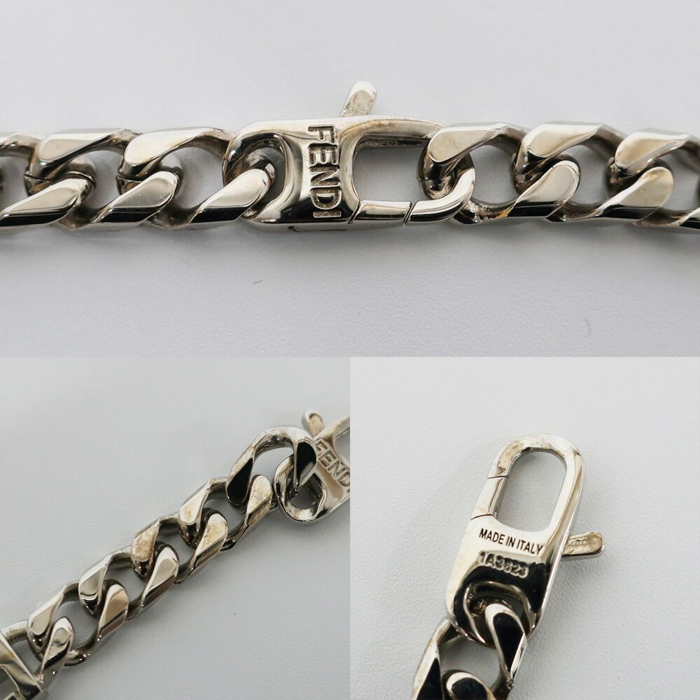 Fendi Ten Necklace Bucket FF Logo Link Chain Silver — view 5