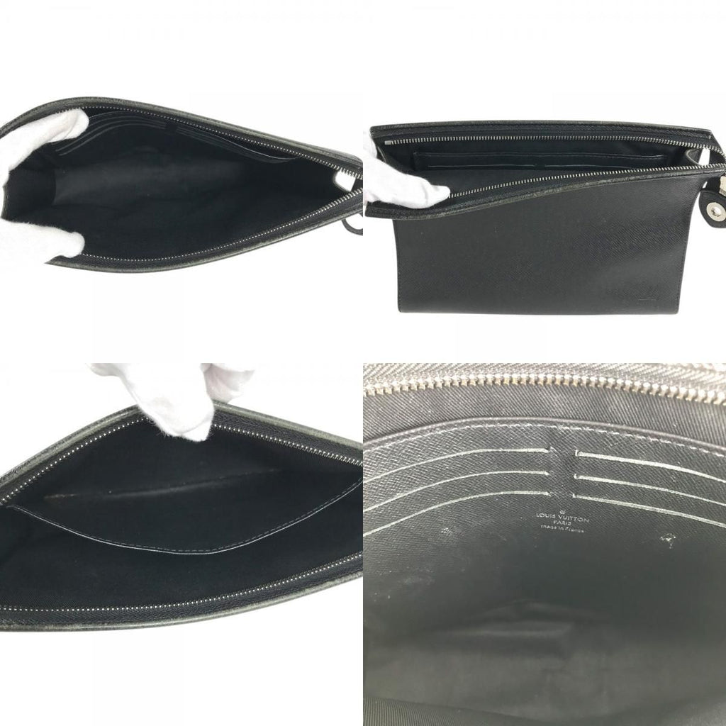 Louis Vuitton Clutch Pochette Voyage Taiga Leather Ardoise Black — view 8