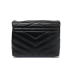 Saint Laurent Heaven Loulou Shoulder Bag Pochette Silver Calfskin Quilted — view 2