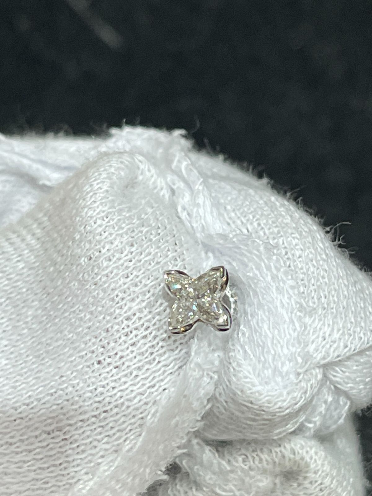 Louis Vuitton LV Diamond Monogram Star 18k White Gold Earrings — view 7