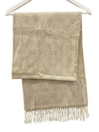 Gucci Scarf GG Wool Alpaca Beige Fringe Shawl — view 2