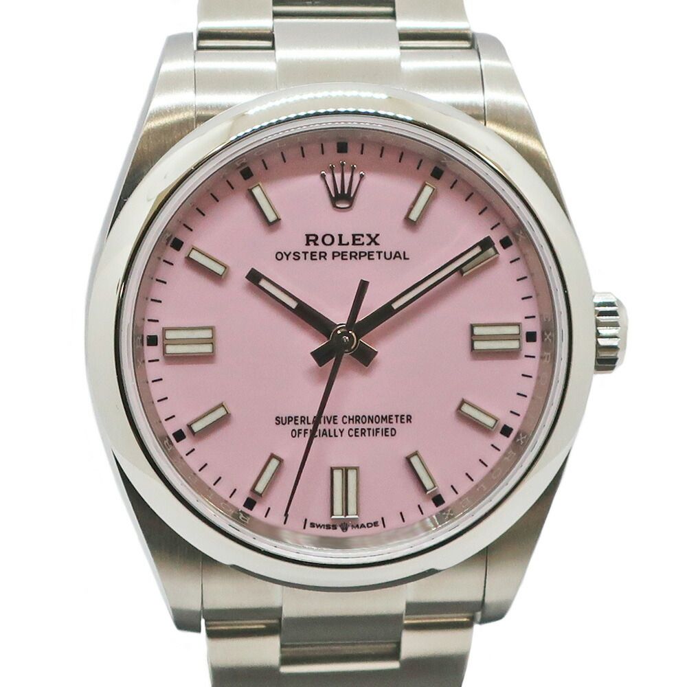 Rolex Ten Polished Oyster Perpetual 36 Candy Pink SS Watch with Card