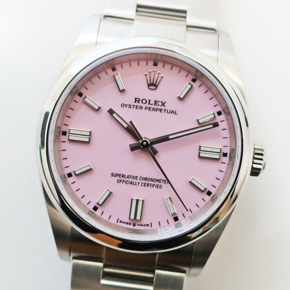 Rolex Ten Polished Oyster Perpetual 36 Candy Pink SS Watch with Card — view 2