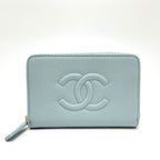 Chanel Coin Case CC Logo Metiers D'art Caviar Leather Blue