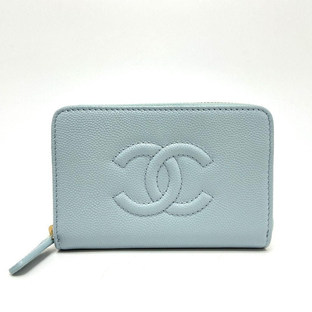 Chanel Coin Case CC Logo Metiers D'art Caviar Leather Blue