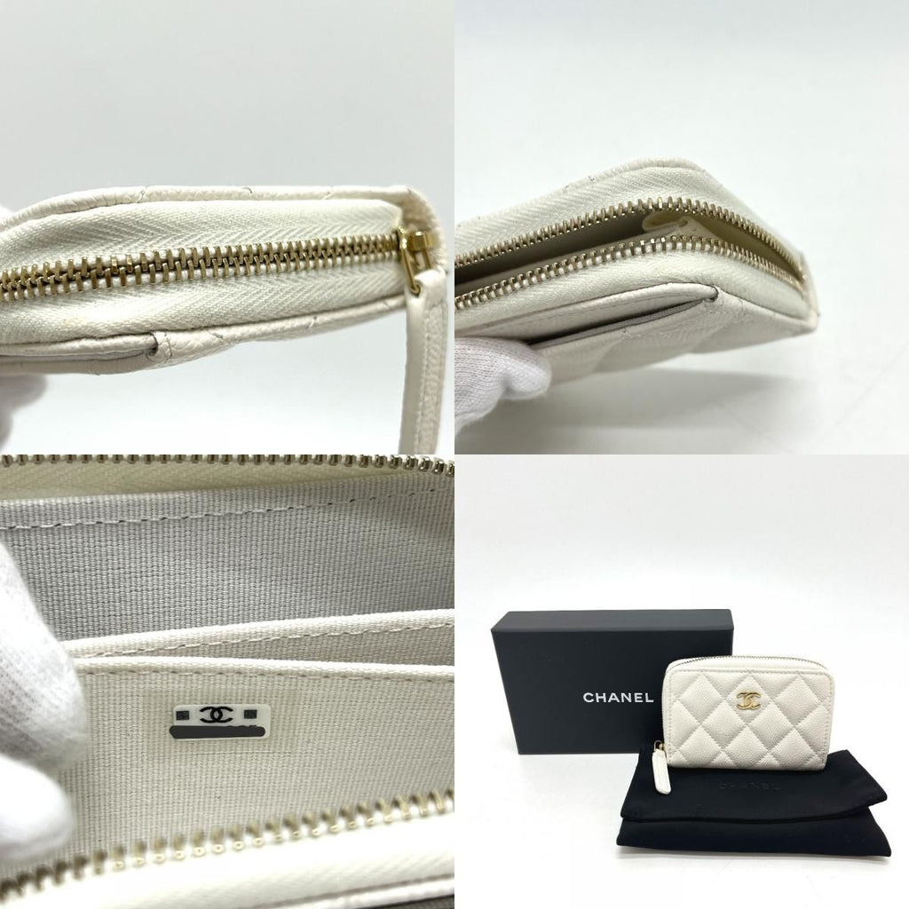 Chanel Coin Case Classic Zip Caviar Leather White — view 9