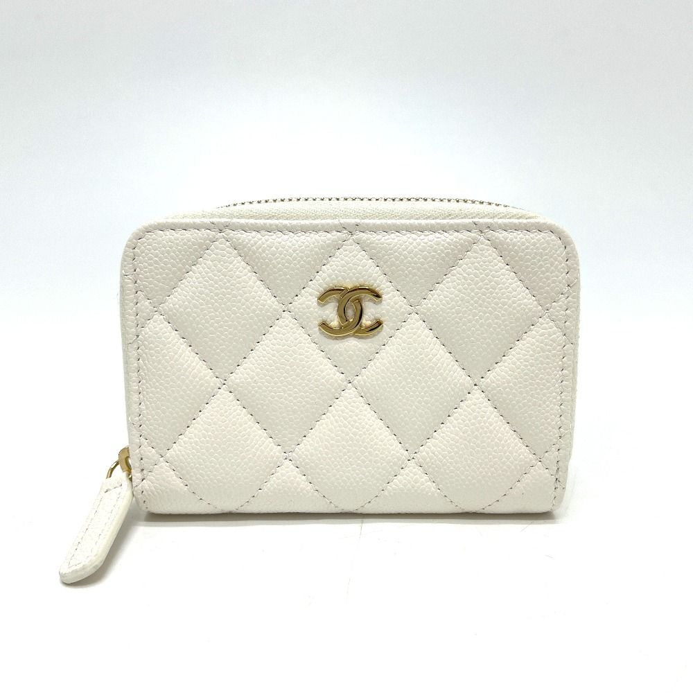 Chanel Coin Case Classic Zip Caviar Leather White