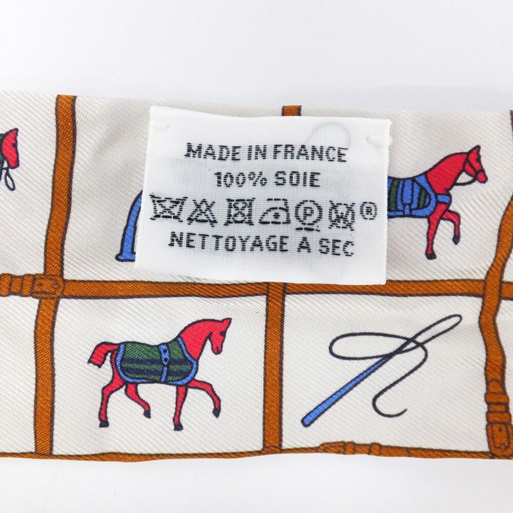 Hermes Ten Twilly Horse Tackle Couvertureset Tenues de Jour Off White Silk Scarf — view 7