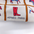 Hermes Ten Twilly Horse Tackle Couvertureset Tenues de Jour Off White Silk Scarf — view 9