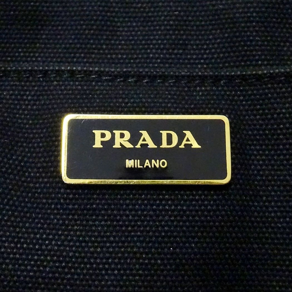 Prada Tote Shoulder Bag 2-Way Canapa M Canvas Black — view 6