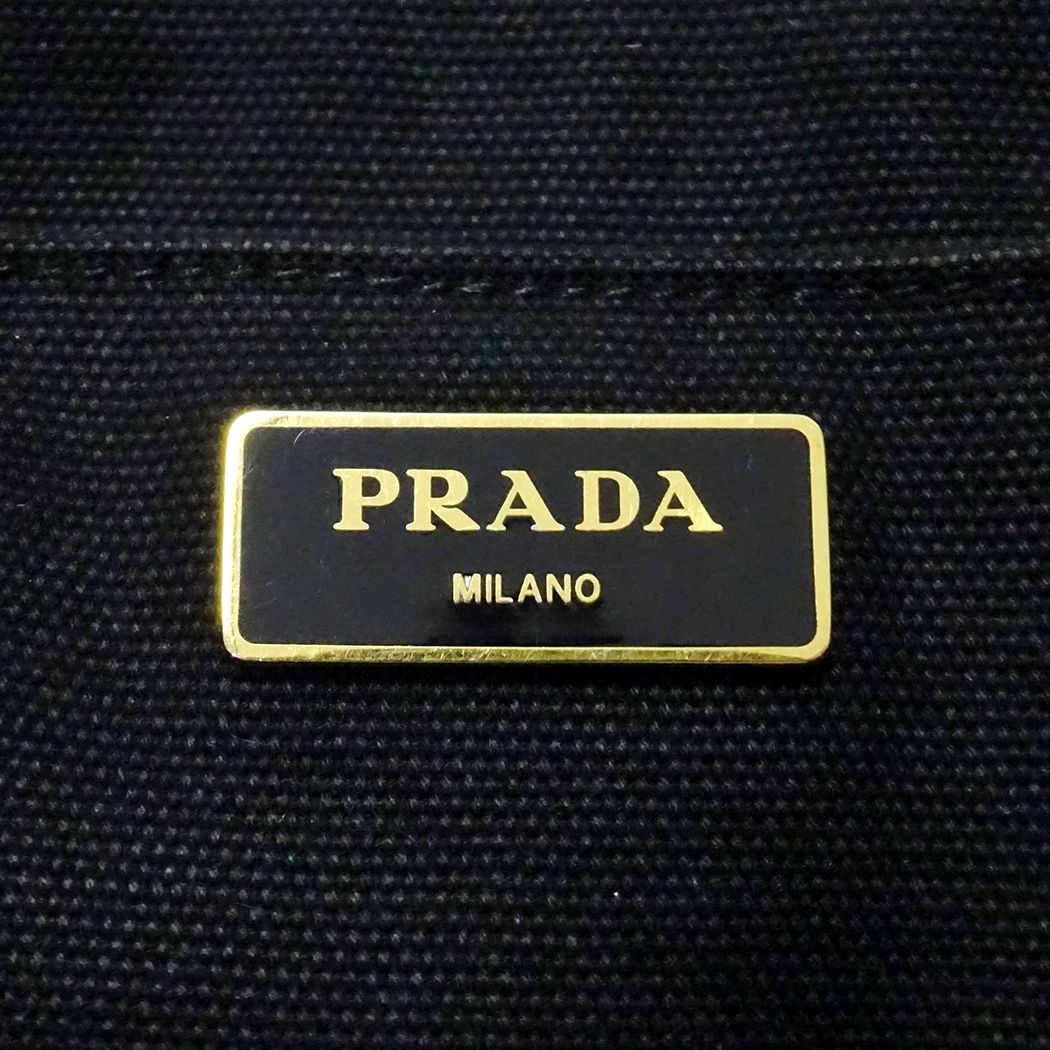 Prada Tote Shoulder Bag 2-Way Canapa M Canvas Black — view 6