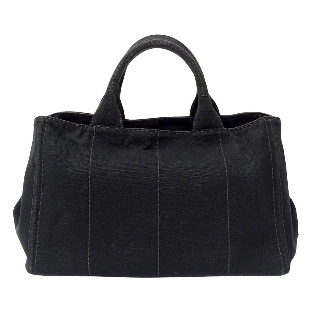 Prada Tote Shoulder Bag 2-Way Canapa M Canvas Black — view 2