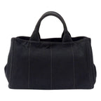 Prada Tote Shoulder Bag 2-Way Canapa M Canvas Black — view 2