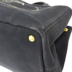 Prada Tote Shoulder Bag 2-Way Canapa M Canvas Black — view 9