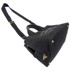Prada Tote Shoulder Bag 2-Way Canapa M Canvas Black — view 4