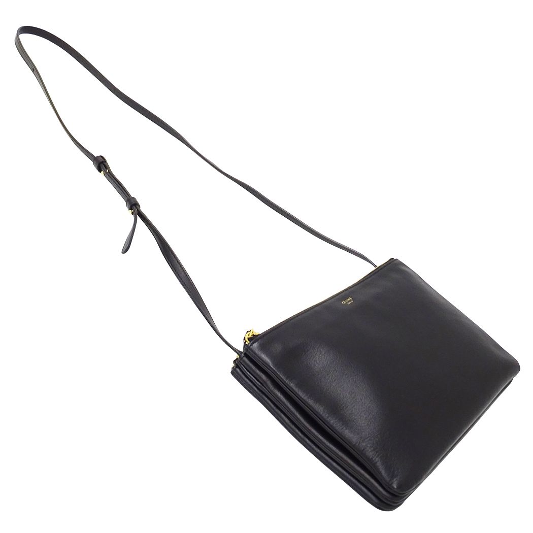 Celine Shoulder Bag Trio Large Leather Black Small — view 4