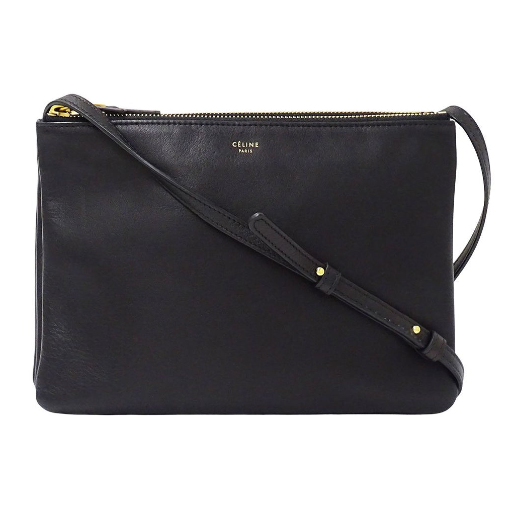 Celine Shoulder Bag Trio Large Leather Black Small