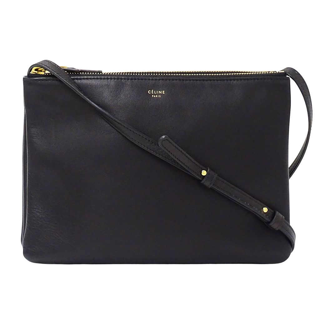 Celine Shoulder Bag Trio Large Leather Black Small