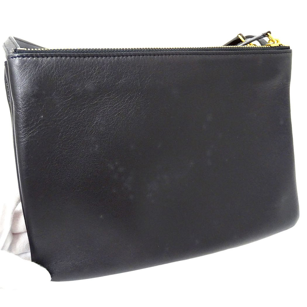 Celine Shoulder Bag Trio Large Leather Black Small — view 9