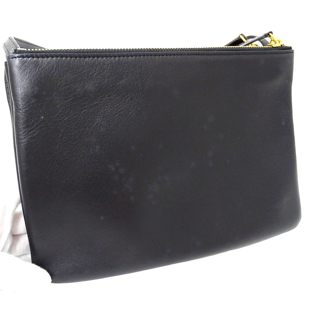 Celine Shoulder Bag Trio Large Leather Black Small — view 9