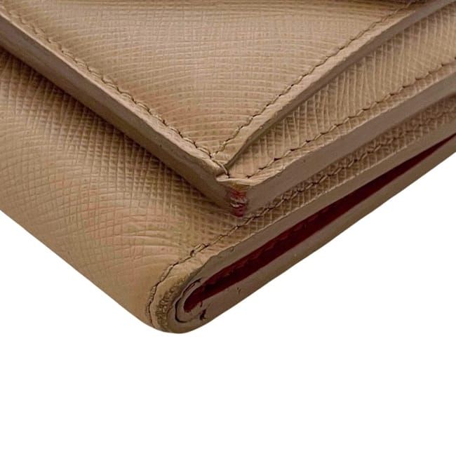 Prada Trifold Wallet Beige Ribbon Saffiano Leather 85 Compact Mini — view 8