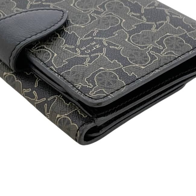 Celine Bifold Hook Wallet Gray Black Saluki Double Leather Simple — view 9