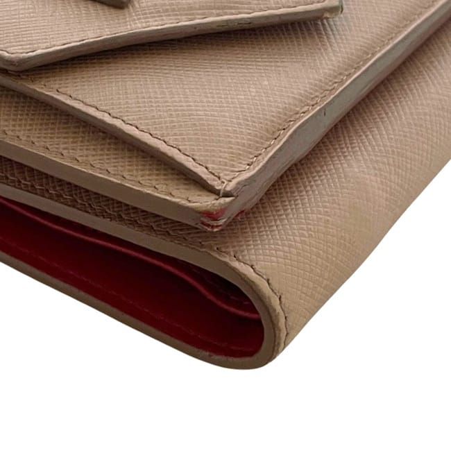 Prada Trifold Wallet Beige Ribbon Saffiano Leather 85 Compact Mini — view 7