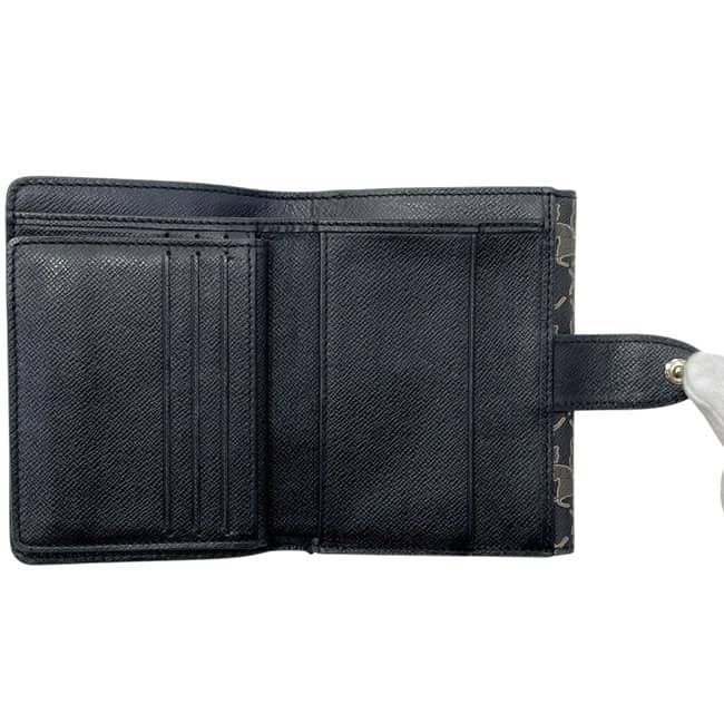 Celine Bifold Hook Wallet Gray Black Saluki Double Leather Simple — view 4