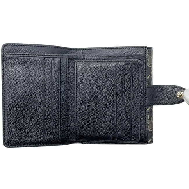 Celine Bifold Hook Wallet Gray Black Saluki Double Leather Simple — view 3