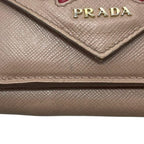 Prada Trifold Wallet Beige Ribbon Saffiano Leather 85 Compact Mini — view 6