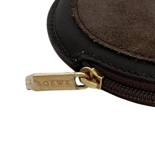 Loewe Coin Case Brown Anagram Purse Leather Suede 12 Logo Mini — view 6