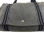 Hermes Shoulder Bag Fourre Tout Besace MM Gray Crossbody Cotton Canvas Flap — view 7
