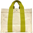 Hermes Tote Bora PM White Green Yellow Canvas — view 9