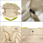 Hermes Tote Bora PM White Green Yellow Canvas — view 3