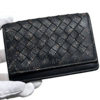 Bottega Veneta Card Case Black Intrecciato Business Holder Leather Hook — view 9