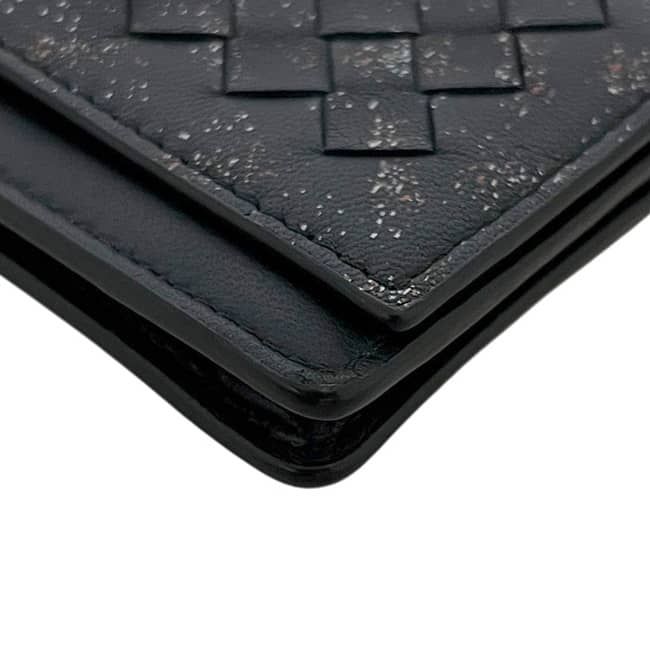 Bottega Veneta Card Case Black Intrecciato Business Holder Leather Hook — view 6