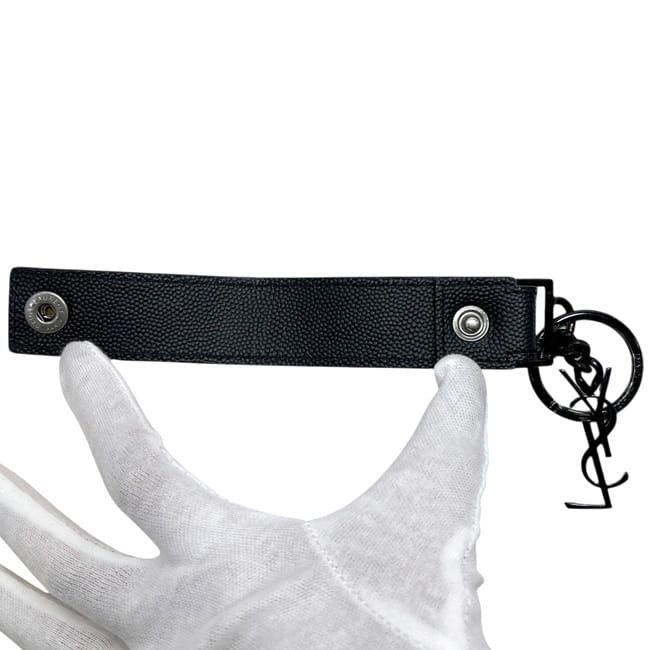 Saint Laurent Key Holder Black Cassandra Key Ring YSL Leather Metal Paris — view 5