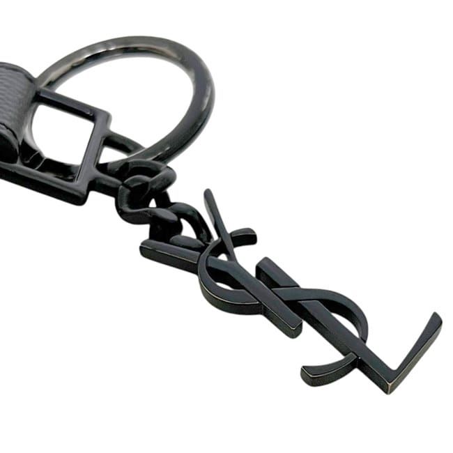 Saint Laurent Key Holder Black Cassandra Key Ring YSL Leather Metal Paris — view 6