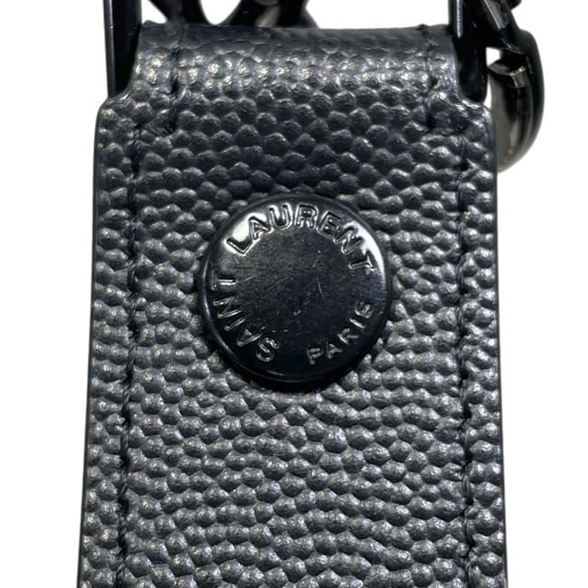 Saint Laurent Key Holder Black Cassandra Key Ring YSL Leather Metal Paris — view 8