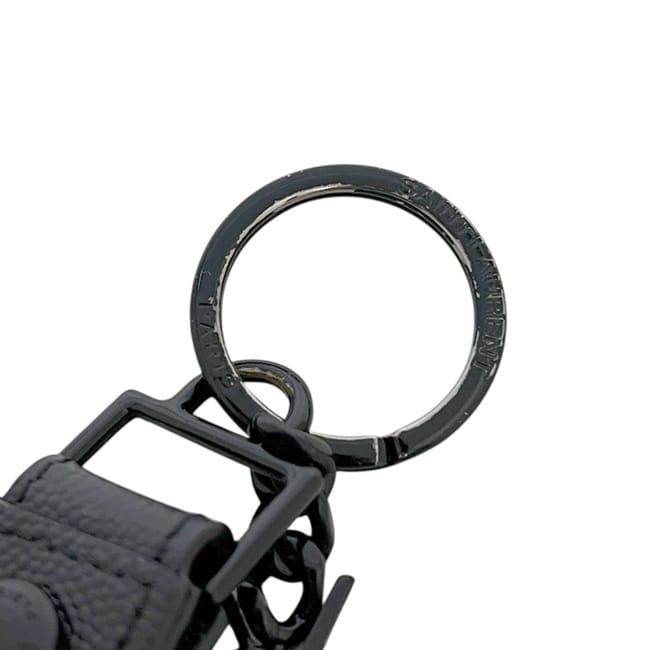 Saint Laurent Key Holder Black Cassandra Key Ring YSL Leather Metal Paris — view 9