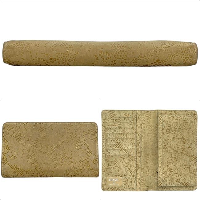 Chanel Bifold Wallet Beige Lace Ismore Ghost Skin CC Logo Folding — view 2