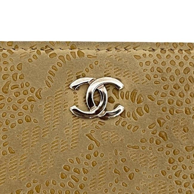 Chanel Bifold Wallet Beige Lace Ismore Ghost Skin CC Logo Folding — view 7